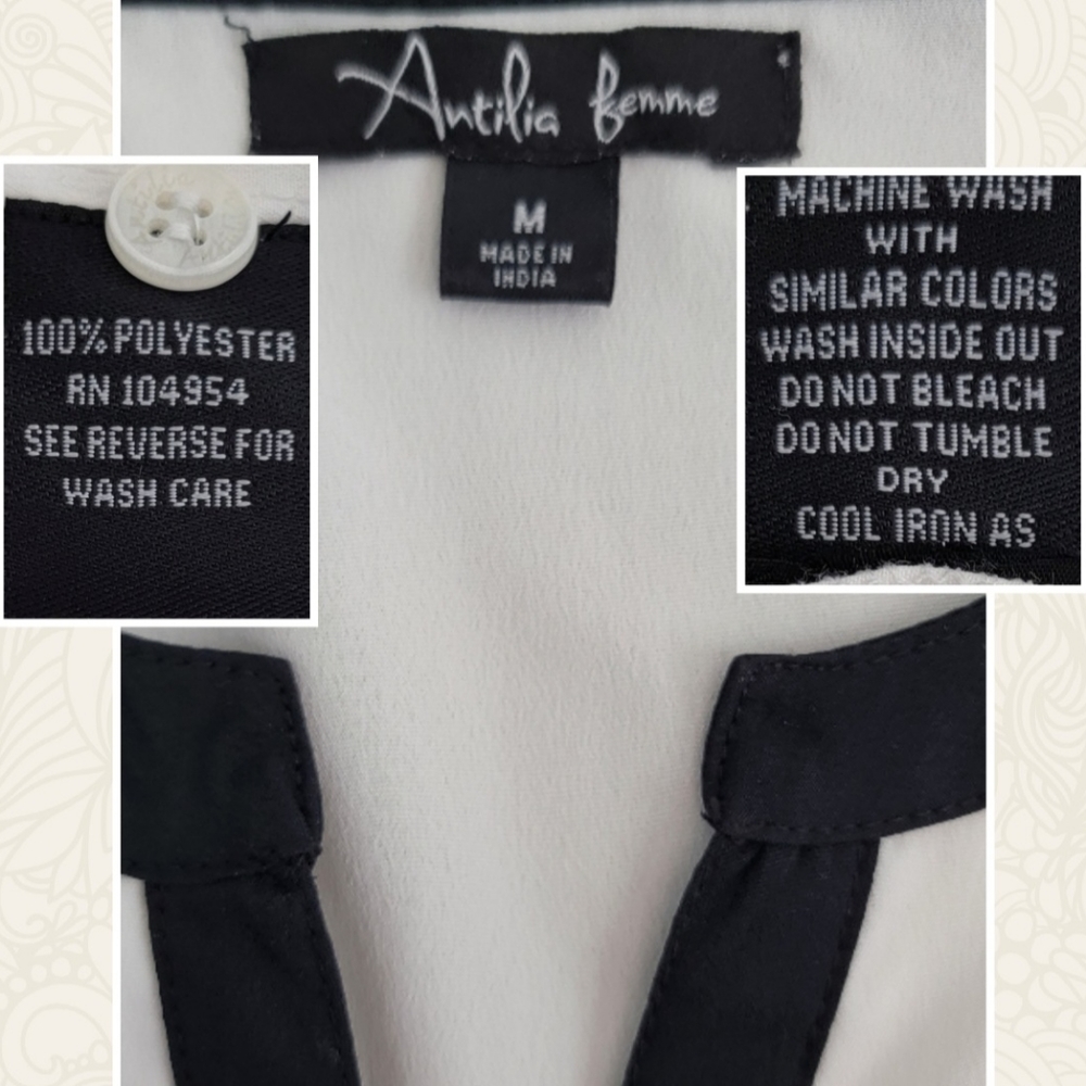 Antila Femme Women's White/Black Blouse, Size M - Picture 9 of 12